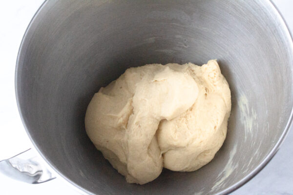 donut dough in mixing bowl
