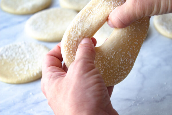 stretching the center hole of the donut