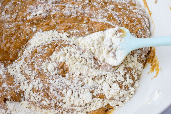 mixing dry ingredients with wet ingredients